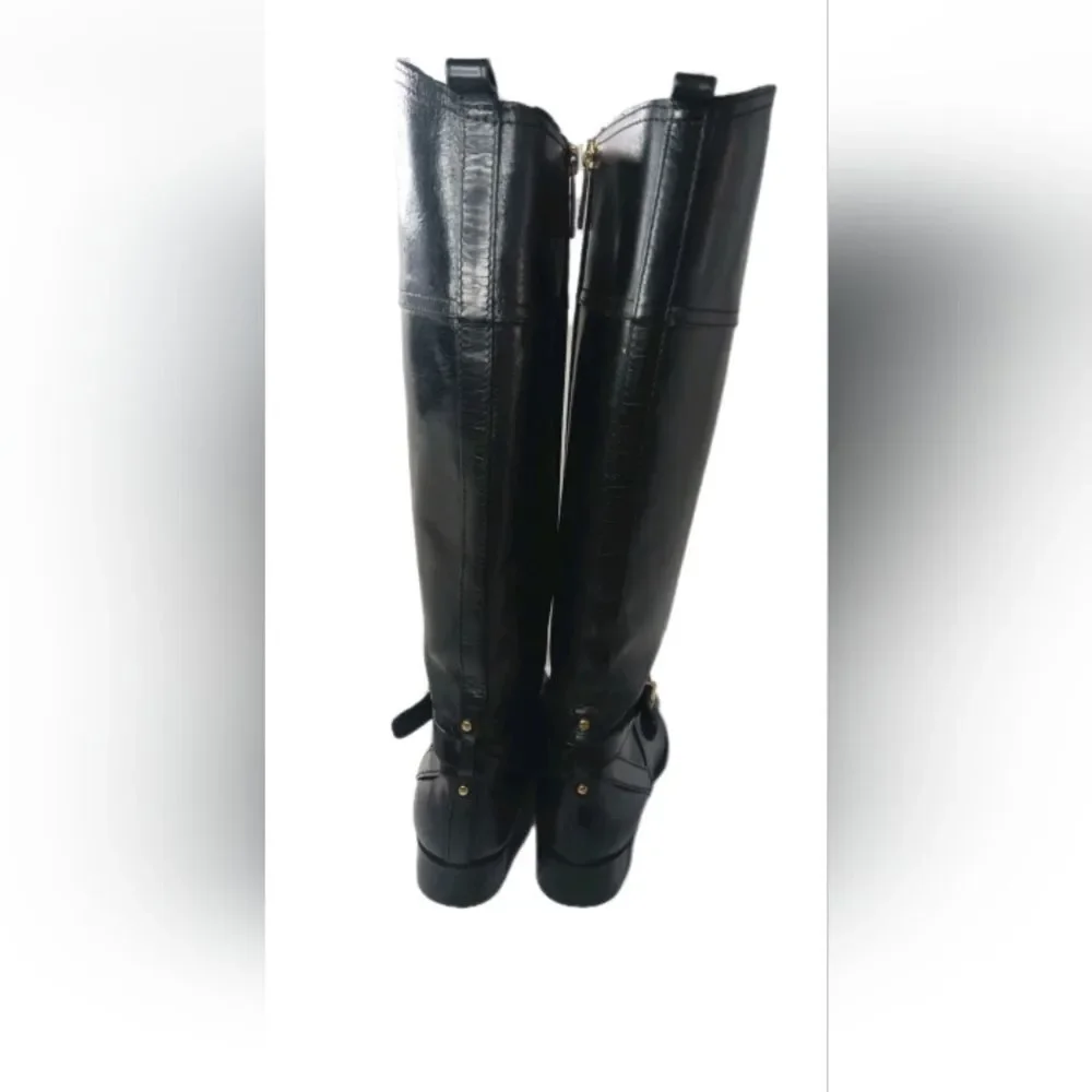 Tory Burch Brita Tall Riding Boots Women's Size 7.5 Black Leather Retail $495